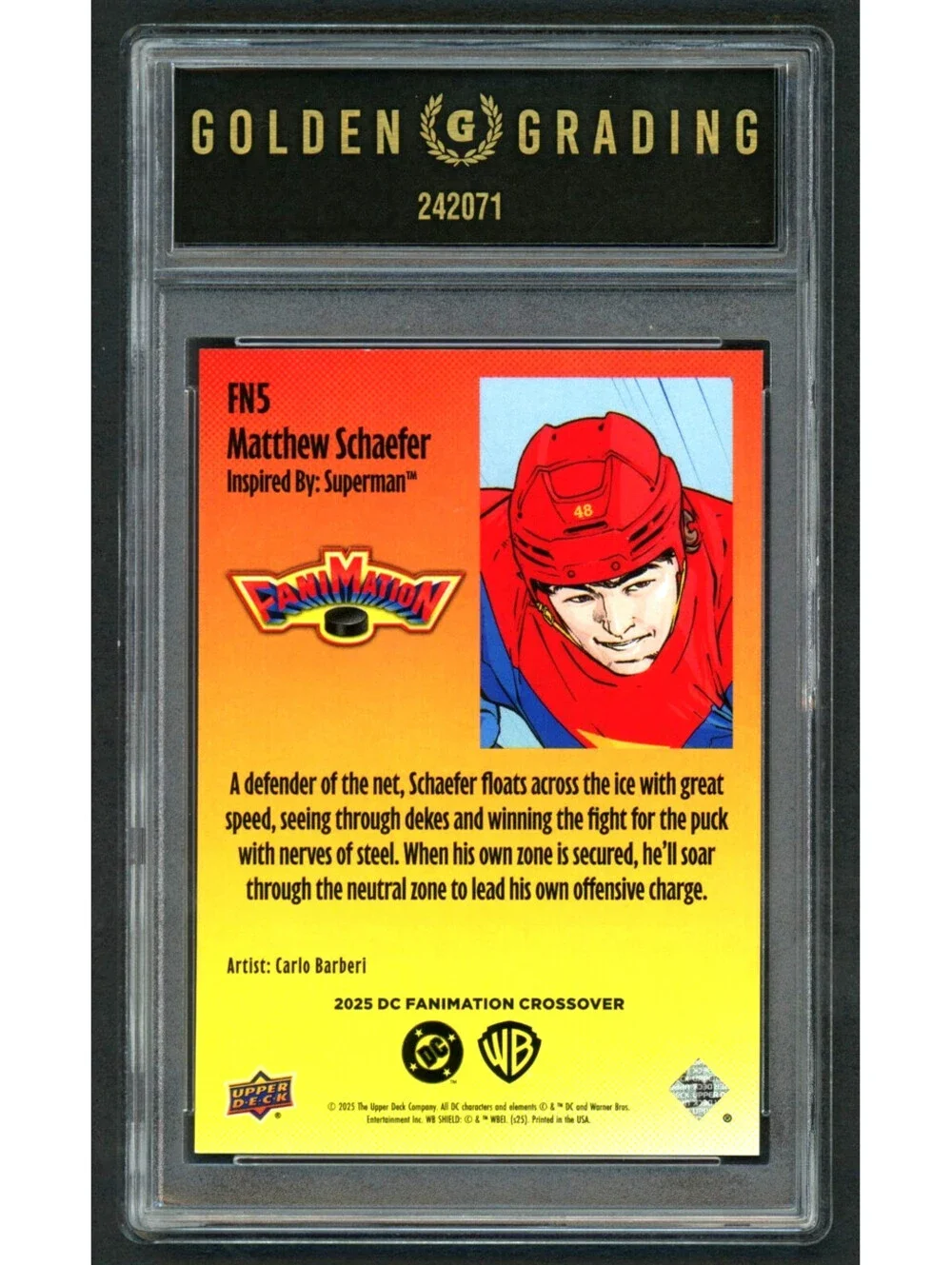 2025 UD DC X Fanimation Crossover #FN5 Matthew Schaefer Rookie (RC) Gem Mint 10